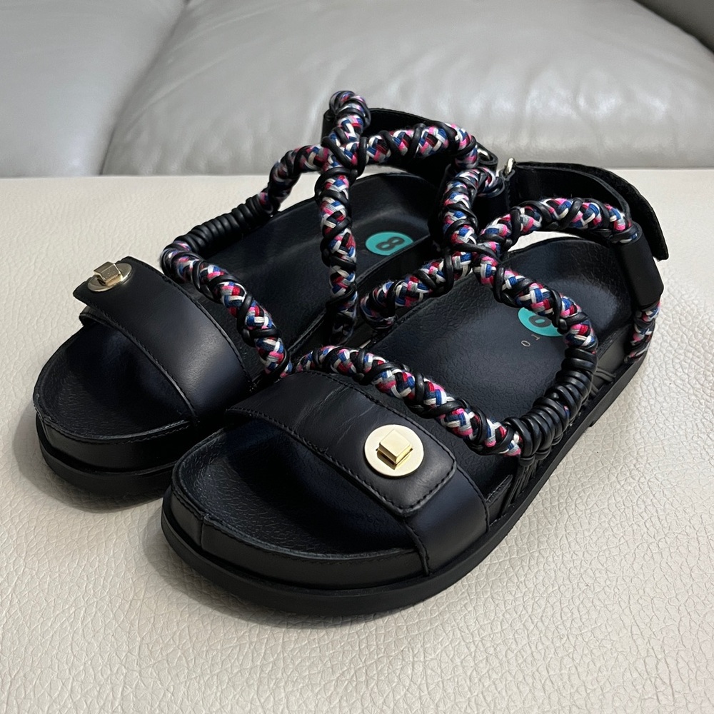 Sandro Women’s Helga Rope Cross Over Woven Cord Leather Sandal - EU 38/US 7.5